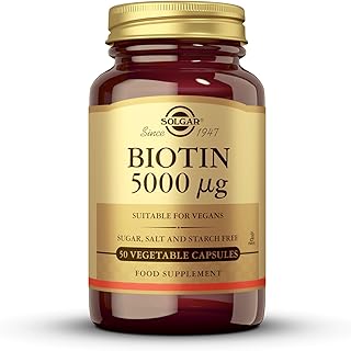 Biotin 5000 mcg - 50 Vegetable Capsules - Supports Healthy Skin, Nails & Hair - Non-GMO, Vegan, Gluten Free, Dairy Free, Kosher - 50 Servings