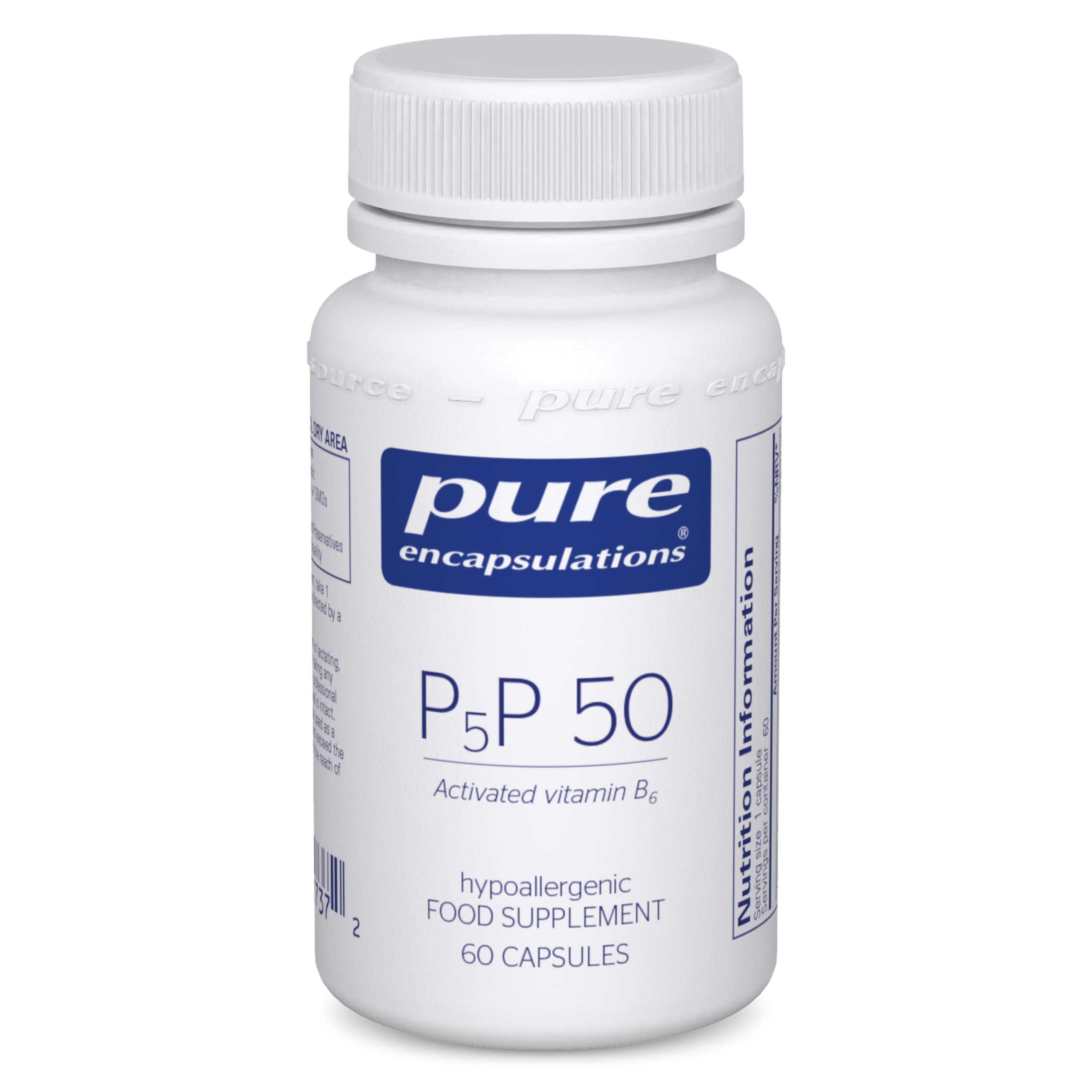P5P 50 - Activated Vitamin B6 - Pyridoxal-5'-Phosphate Tiredness and Fatigue Supplement - 60 Capsules