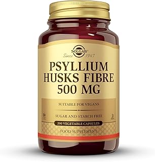 Psyllium Husks Fibre 500 Mg Vegetable Capsules - Pack of 200 - High in Soluble Fibre - Vegan