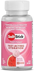 SaltStick FastChews Electrolytes - 60 Chewable Electrolyte Tablets - Salt Tablets for Running, Fast Hydration, Leg Cramps Relief, Sports Recovery - Non-GMO, Vegan, Gluten Free (Watermelon)
