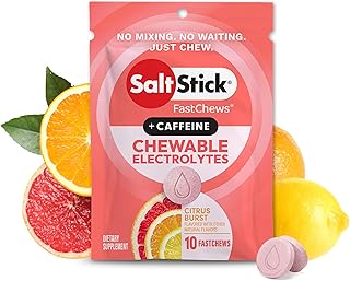 SaltStick Fastchews, Electrolyte Replacement Tablets for Rehydration, Exercise Recovery, Youth & Adult Athletes, Hiking & Sports Recovery, 1 x Packet of 10 Tablets (Citrus Burst)