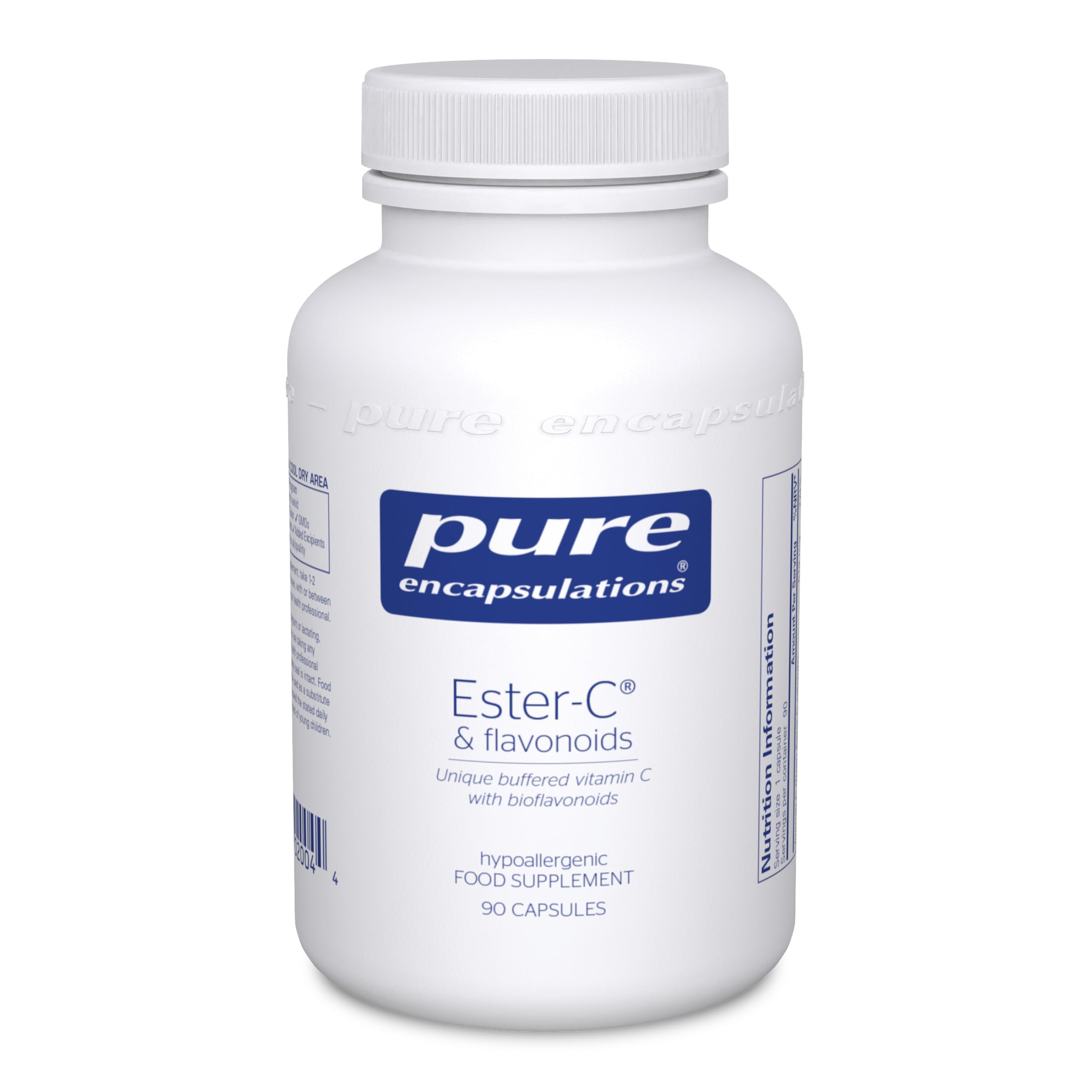 Ester-C and Flavonoids - Unique Buffered Vitamin C Supplement with Bioflavonoids - Collagen Formation & Immune Support - 90 Capsules
