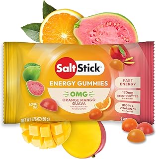 SaltStick Energy Gummies with Electrolytes, Orange Mango Guava Flavor, Easy to Chew Electrolyte Gummies, Energy Chews that Taste Great. 2 Packs, 16 Gummies