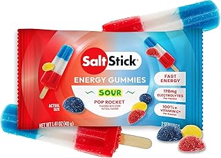 SaltStick Energy Gummies with Electrolytes, Sour Pop Rocket, Easy to Chew Electrolyte Gummies, Energy Chews that Taste Great. 2 Packs, 16 Gummies