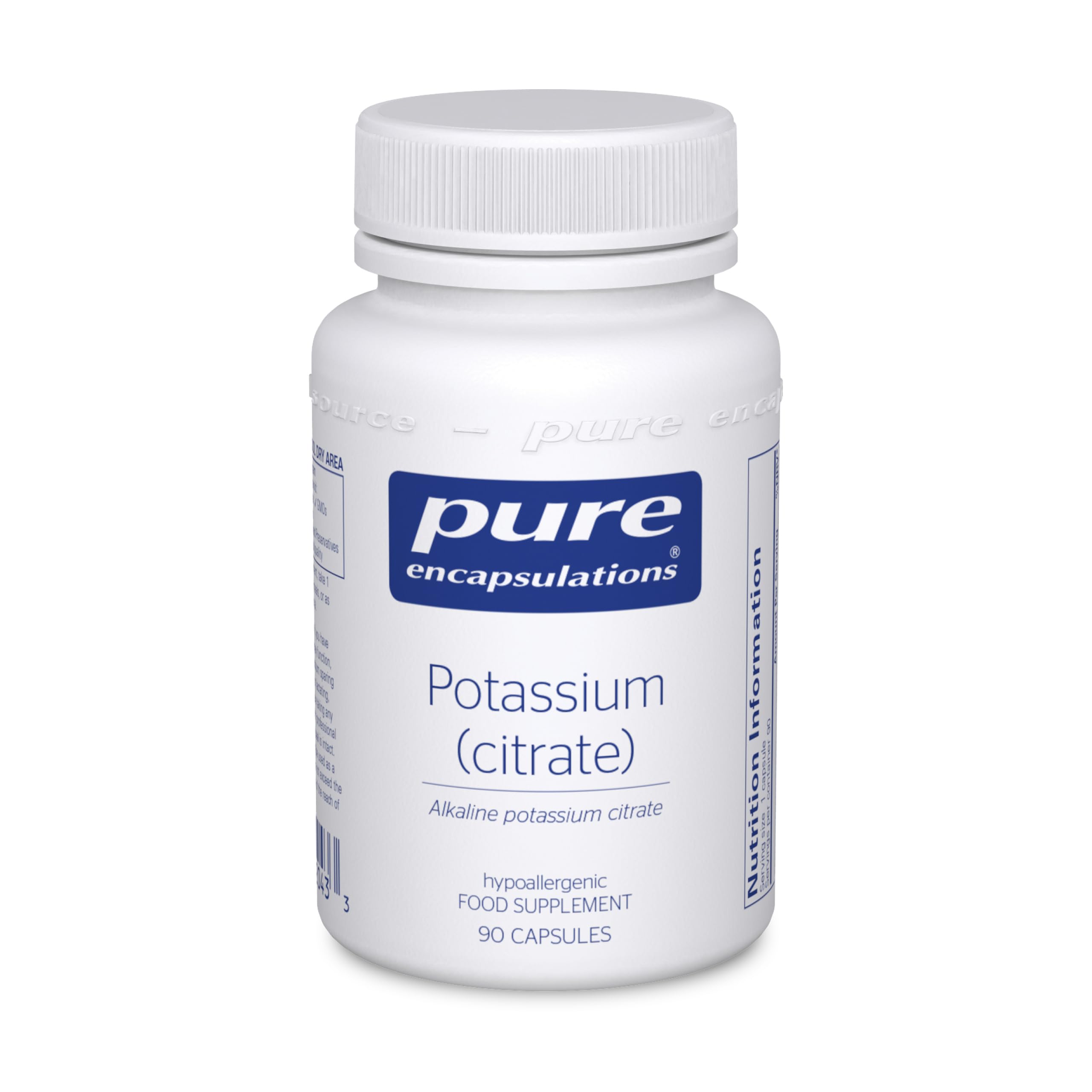 Potassium (Potassium Citrate) - Essential Minerals for Effective Electrolyte Balance and Normal Blood Pressure - 90 Capsules