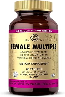Female Multiple Tablets - Pack of 60 - With 27 Key Nutrients for Daily Wellbeing - With Vitamin C, B12, Iron and Folic Acid - Vegan