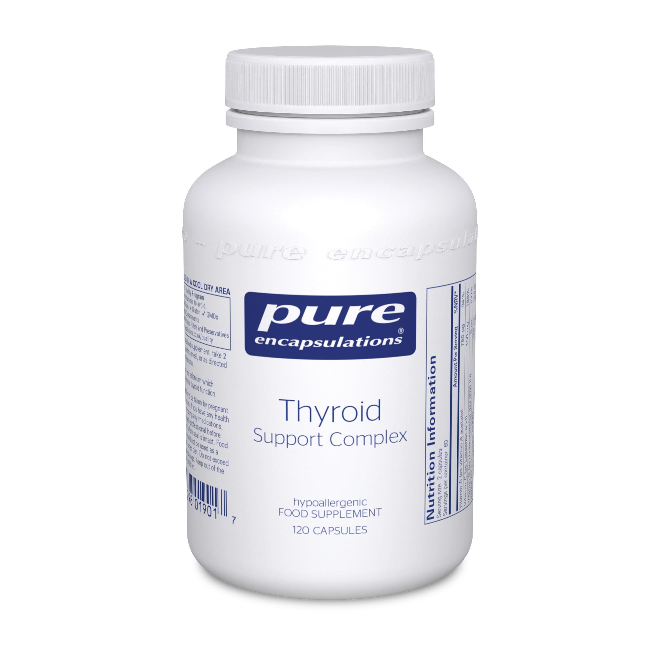 Thyroid Support Complex - Blend of Vitamins and Minerals - Reduces Fatigue, Supports Energy and Thyroid Function - Includes Vitamin C, Iodine, Selenium, and Zinc - 120 Capsules