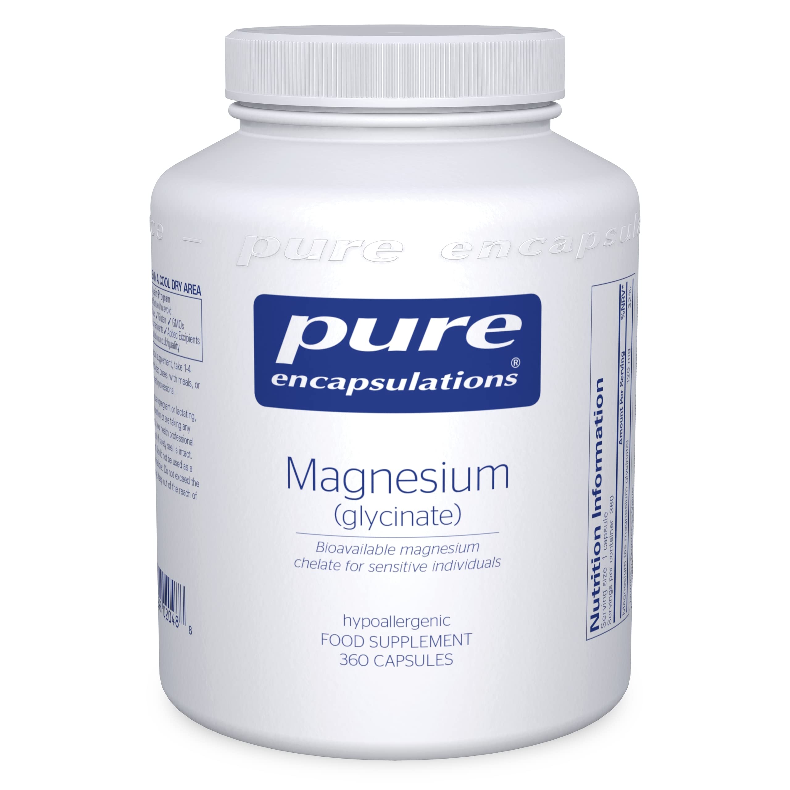 Magnesium Glycinate 120mg - Bioavailable Magnesium Chelate Tiredness and Fatigue Supplement - 360 Capsules