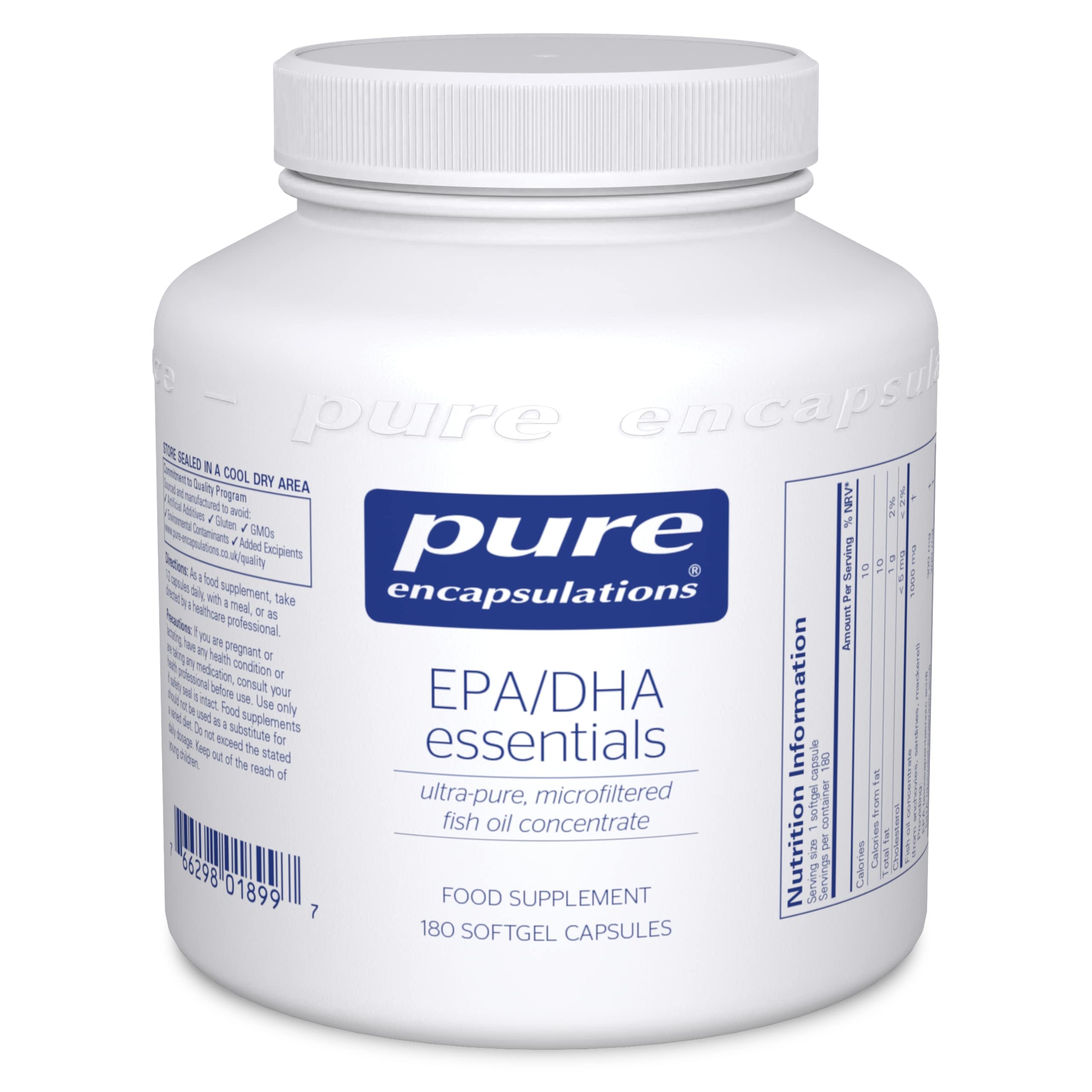 EPA/DHA Essentials - Ultra-Pure, Microfiltered Fish Oil Concentrate - 180 Softgel Capsules