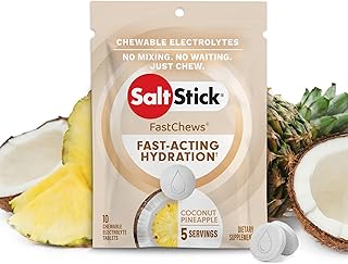 SaltStick Fastchews, Electrolyte Replacement Tablets for Rehydration, Exercise Recovery, Youth & Adult Athletes, Hiking & Sports Recovery, 1 x Packet of 10 Tablets (Coconut Pineapple)