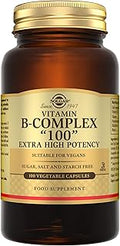 Vitamin B-Complex "100" Extra High Potency Vegetable Capsules - Pack of 100 - Supports Mental Performance and Reduces Fatigue - Vegan