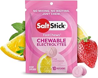 SaltStick Fastchews, Electrolyte Replacement Tablets for Rehydration, Exercise Recovery, Youth & Adult Athletes, Hiking & Sports Recovery, 1 x Packet of 10 Tablets (Pink Lemonade)