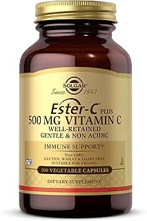 Ester-C Plus 500 mg Vitamin C (Ascorbate Complex), 100 Vegetable Capsules - Gentle & Non Acidic - Antioxidant & Immune Support - Non GMO, Vegan, Gluten-Free, Kosher - 100 Servings