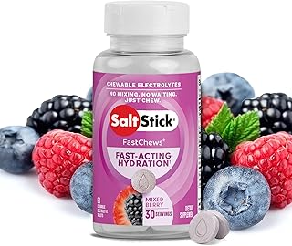 SaltStick FastChews Electrolytes - 60 Chewable Electrolyte Tablets - Salt Tablets for Running, Fast Hydration, Leg Cramps Relief, Sports Recovery - Non-GMO, Vegan, Gluten Free (Mixed Berry)