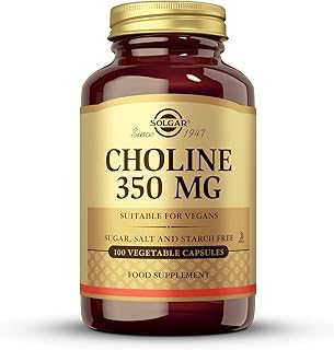 Choline 350mg - Healthy Liver Function - Supports Fat Metabolism - Essential Micronutrient - Vegan - 100 Vegetable Capsules