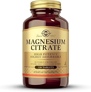 Magnesium Citrate Tablets, Supports The Nervous System, Energy Release, Reduces Tiredness and Fatigue, Vegan, Brown, 120 Count