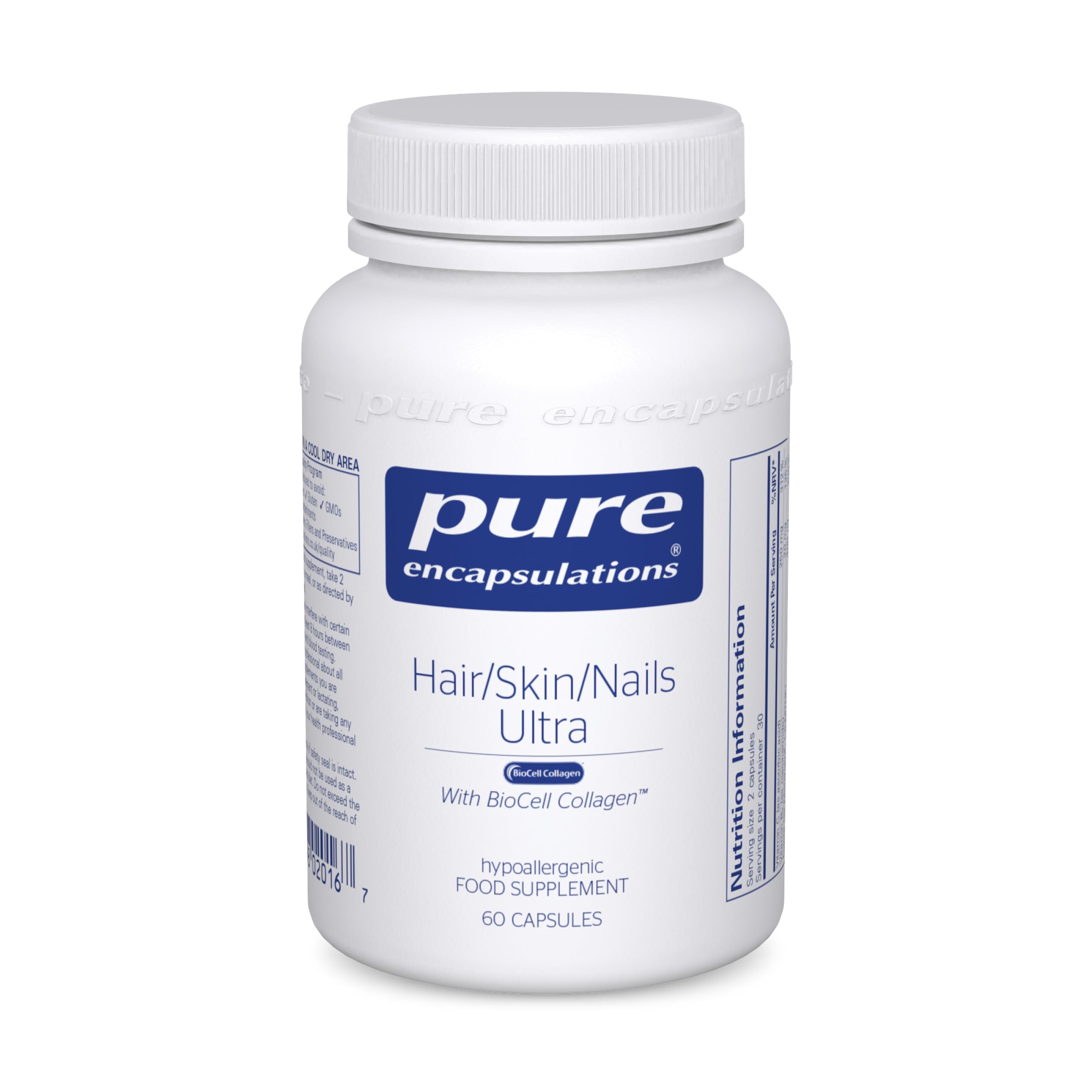 Hair Skin Nails Ultra - With Biotin, Biocell Collagen, Vitamin C, Copper and Q10-60 Capsules