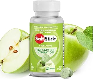 SaltStick Electrolyte FastChews - Green Apple Chewable Electrolyte Tablets - Salt Tablets for Runners, Electrolyte Chews for Hydration - 60 Count