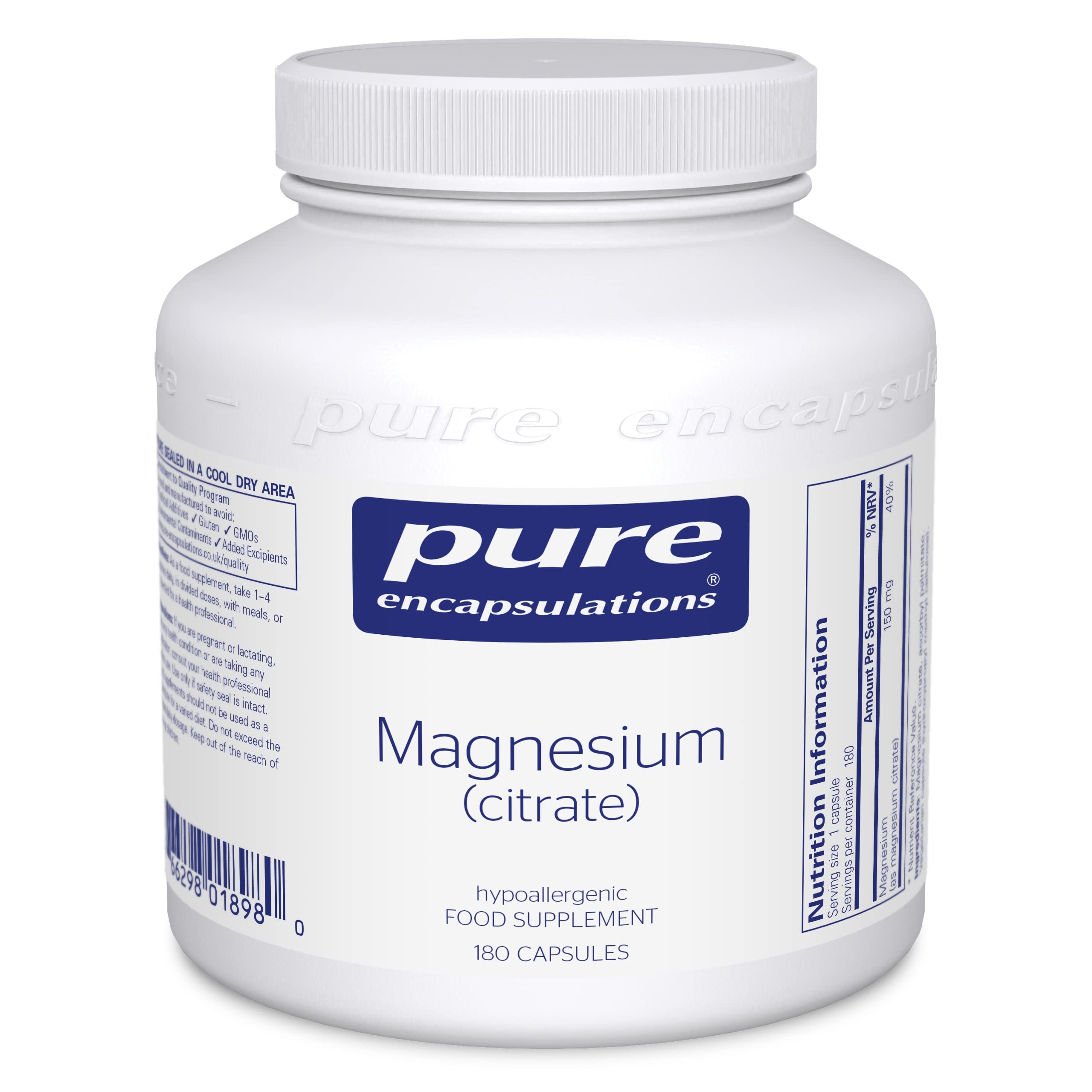 Magnesium (Citrate) 150mg - Highly Bioavailable Magnesium Chelate - 180 Capsules