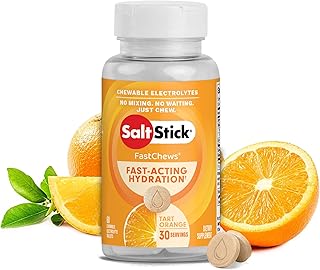 SaltStick FastChews Electrolytes - 60 Chewable Electrolyte Tablets - Salt Tablets for Running, Fast Hydration, Leg Cramps Relief, Sports Recovery Vegan, Gluten Free (Orange)