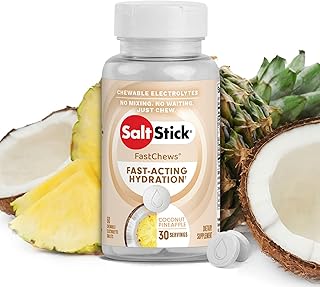 SaltStick FastChews Electrolytes - 60 Chewable Electrolyte Tablets - Salt Tablets for Running, Fast Hydration, Leg Cramps Relief, Sports Recovery - Non-GMO, Vegan, Gluten Free (Coconut Pineapple)