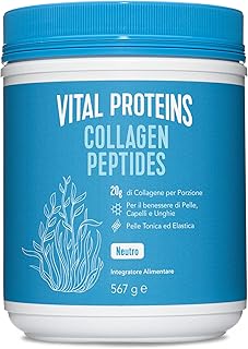 Collagen Peptides Powder Supplement (Type I, III) - Collagene idrolizzato - Non-GMO - Senza latticini e glutine - 20g per porzione - Non aromatizzato 567g Canister