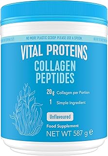 Collagen Peptides Powder Supplement (Type I, III), Unflavoured Hydrolyzed Collagen-Hair, Skin, Nail Support Supplement, Paleo, Gluten Free, Non-GMO, 20g per Serving 587g Canister, 1Pack